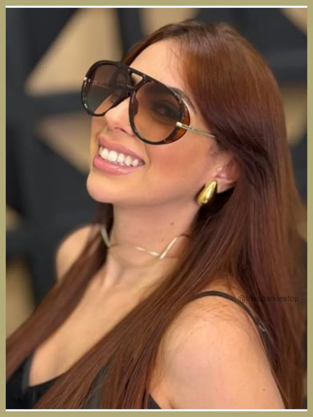 Oversized Retro Aviator Sunglasses - Gold Metal Frame UV Protection Women